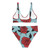 Recycled high-waisted bikini-  Blue/Red Floral