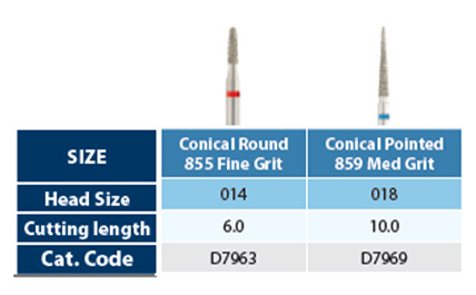 Conical Diamond Bur Table