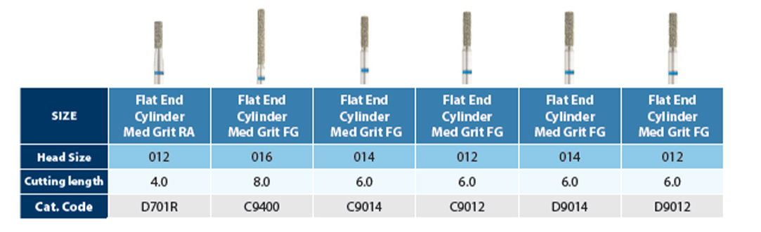 Flat End Diamond Bur Table