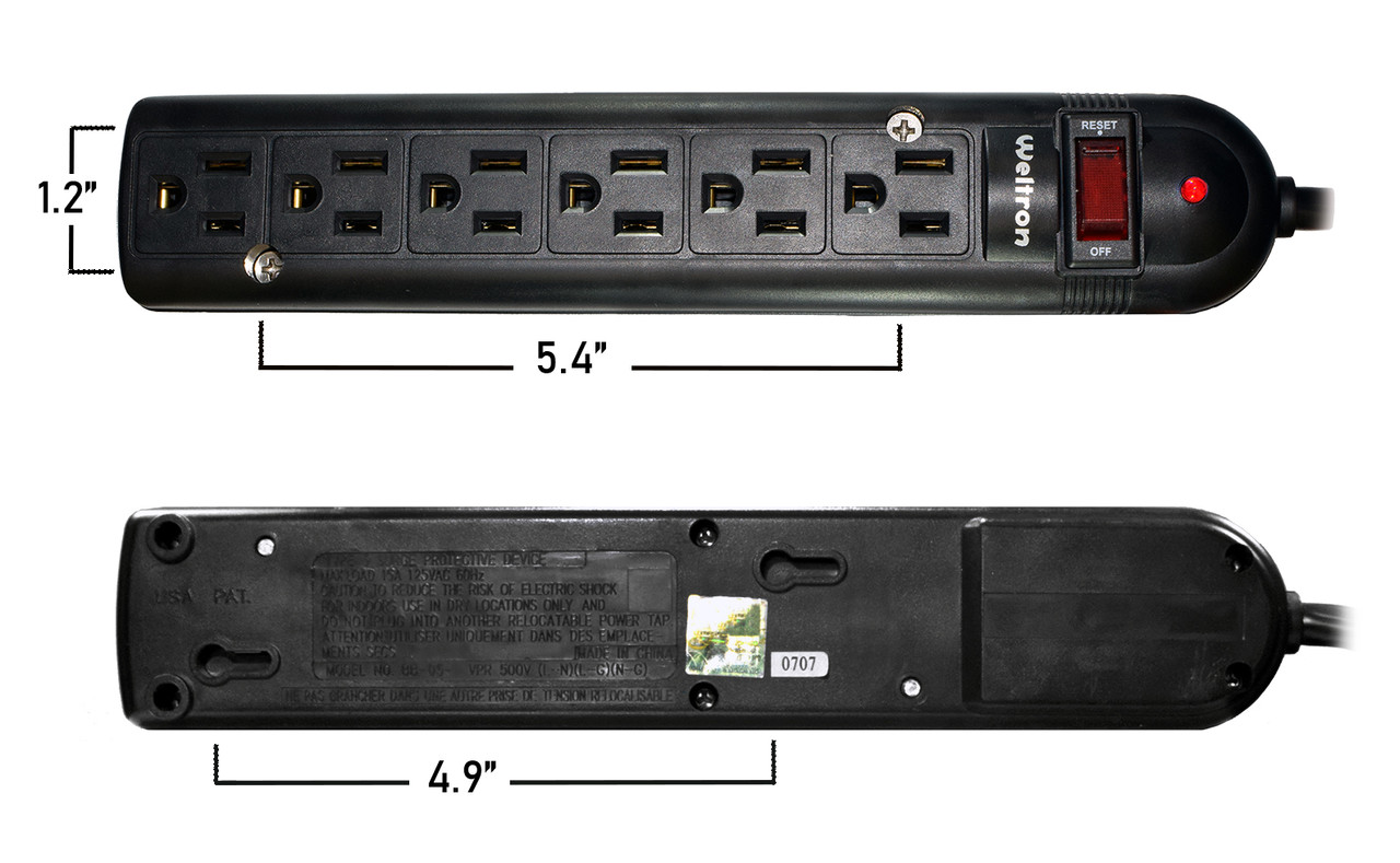 WELTRON - 6-Outlet Surge Protector Power Strips