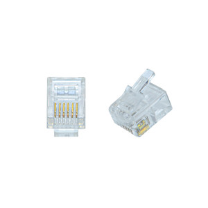RJ-12, 6P6C Modular Plug for Round Cable 100 Pack