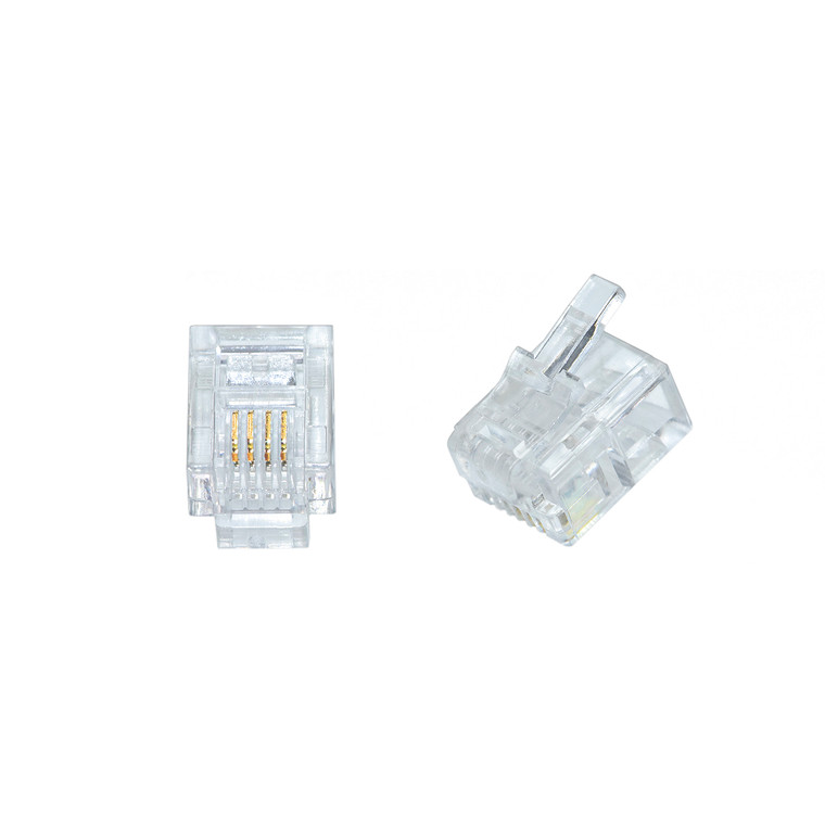 RJ-11, 6P4C Modular Plug for Flat Cable 100 Pack