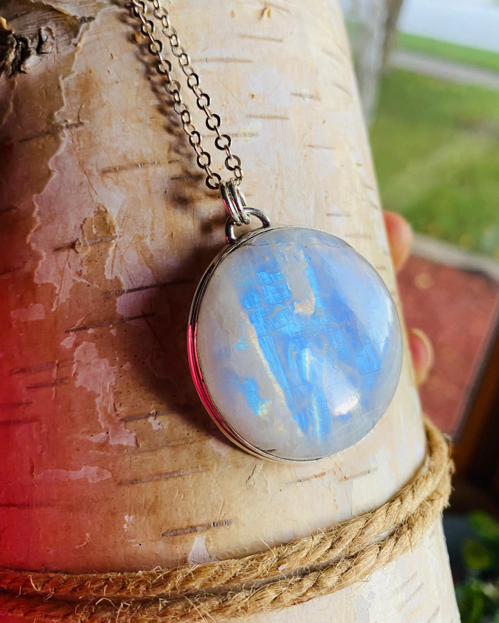 Moonstone Crystal Pendant Large Rainbow Moonstone Pendant HUGE