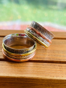 "Shop- Sterling silver spinner ring for men women anxiety fidget rings by earthkarmajewellery" "Shop- Sterling silver spinner ring for men women anxiety fidget rings by earthkarmajewellery"