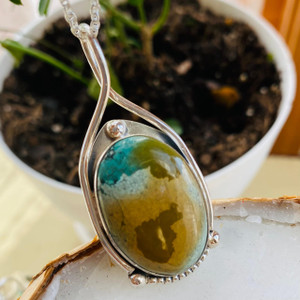 Buy, Natural Turquoise pendant with silver chain necklace for women Buy, Natural Turquoise pendant with silver chain necklace for women