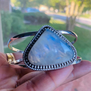 Moonstone Bracelet Cuff- Pear Cut Silver Bracelet Moonstone Bracelet Cuff- Pear Cut Silver Bracelet