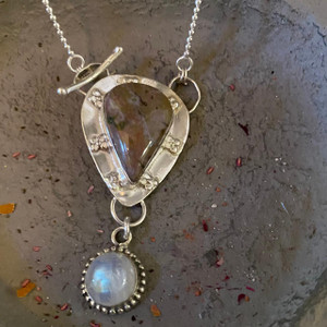 Pink Jasper Necklace with Moonstone- Rhodochrosite Pendant Pink Jasper Necklace with Moonstone- Rhodochrosite Pendant