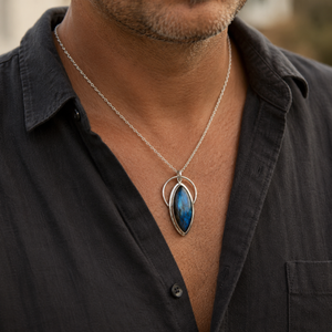 Blue Labradorite Necklace: Shiva Third Eye Labradorite sterling silver