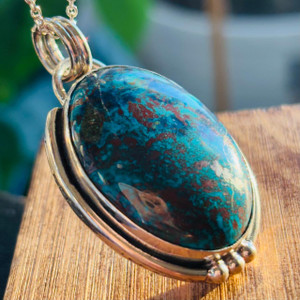 Azurite Malachite Silver Necklace Azurite Malachite Silver Necklace