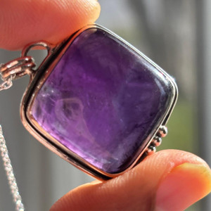 Amethyst Necklace -Square Cushion Pendant Amethyst Necklace -Square Cushion Pendant