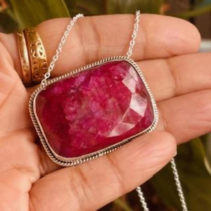 Ruby Statement Necklace - Gold Or Silver Pendant Ruby Statement Necklace - Gold Or Silver Pendant