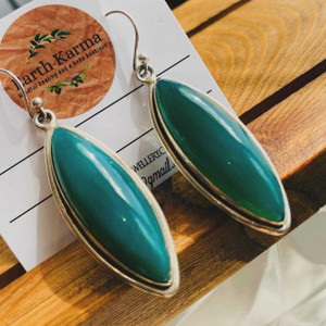 Elegant Green Earrings- 925 Silver Chalcedony Long Dangles Elegant Green Earrings- 925 Silver Chalcedony Long Dangles