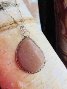 Pink Moonstone Pendant-Large Necklace Pink Moonstone Pendant-Large Necklace