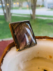 labradorite Ring- Rectangle Stone Ring labradorite Ring- Rectangle Stone Ring