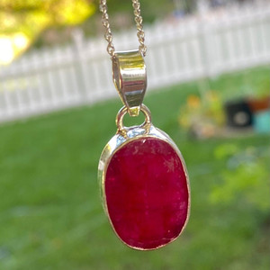 Sterling silver set large Ruby Necklace Oval Pendant for Women on sale by earthkarmajewellery Sterling silver set large Ruby Necklace Oval Pendant for Women on sale by earthkarmajewellery