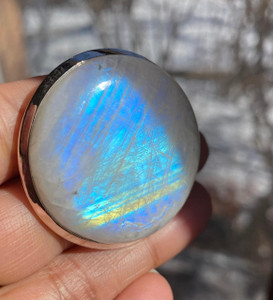 "Round Moonstone moon ring size 7 for women by Earthkarmajewellery" "Round Moonstone moon ring size 7 for women by Earthkarmajewellery"