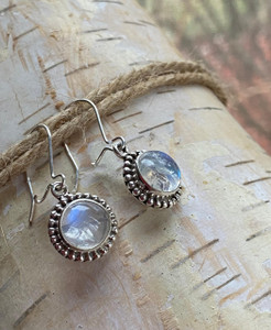 "Find Moonstone drop earrings sterling silver for women by Earthkarmajewellery" "Find Moonstone drop earrings sterling silver for women by Earthkarmajewellery"