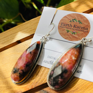Pink Earrings - Rhodonite Teardrops Pink Earrings - Rhodonite Teardrops