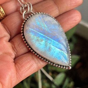 Moonstone Pendant- Large Pear Necklace Moonstone Pendant- Large Pear Necklace