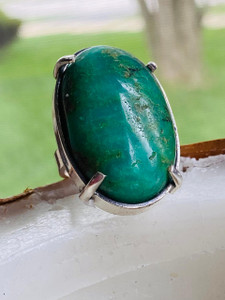 "Buy- Chrysoprase ring features a long oval gemstone bezel-set in sterling silver 925, with a one-of-a-kind adjustable band" "Buy- Chrysoprase ring features a long oval gemstone bezel-set in sterling silver 925, with a one-of-a-kind adjustable band"