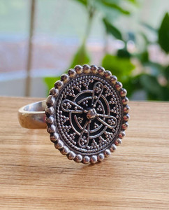 Large round 22 mm sterling silver adjustable statement ring -12 Large round 22 mm sterling silver adjustable statement ring -12