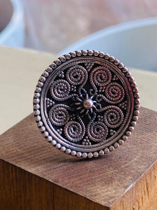 Large round 30 mm sterling silver adjustable statement ring -11 Large round 30 mm sterling silver adjustable statement ring -11