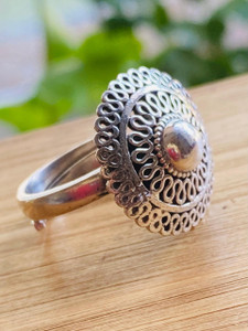 Large round 20 mm sterling silver adjustable statement ring -13 Large round 20 mm sterling silver adjustable statement ring -13