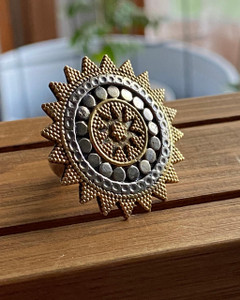 Sterling silver and gold mandala statement ring by earthkarmajewellery Sterling silver and gold mandala statement ring by earthkarmajewellery