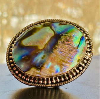 Mother of Pearl large rainbow rings by earthkarmajewellery