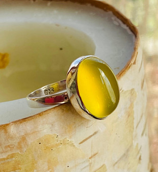 Yellow chalcedony Aventurine ring for mens women