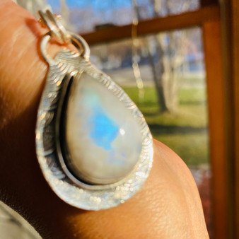 Healing Glow Moonstone Teardrop Pendant Necklace- Moon Beam by earthkarmajewellery