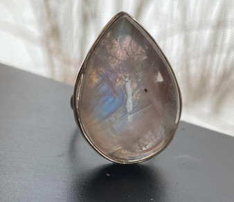 Moonstone teardrop ring sterling silver for men women