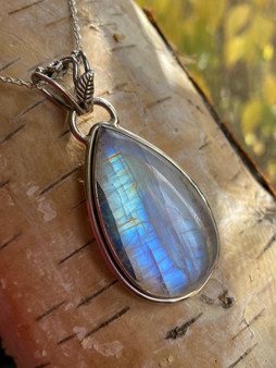 Moonstone teardrop pendant necklace by Earthkarmajewellery