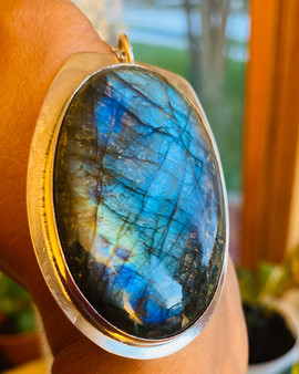 Galactic blue Labradorite silver pendant necklace for men women