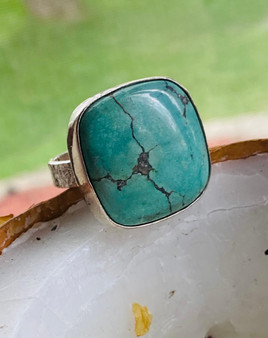 Turquoise ring bohemian statement by earthkarmajewellery