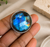 Round sterling silver Labradorite ring - large adjustable statement Ring for women size 9