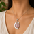 Extra large rose quartz statement pendant in sterling silver for men women