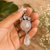 Genuine Rose Quartz Flower Cluster Pendant in solid 925 sterling silver- necklace for women