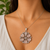 Large Southwestern Rose Quartz Flower Cluster Pendant in solid 925 sterling silver- necklace for women