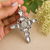 925 Sterling Silver Baroque Pearl Cross Pendant with Rose Quartz, Garnet & Amethyst |  Statement Necklace for Women