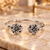 Flower head Bangke sterling silver statement hinged cuff bracelet bangle