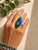 Long Marquise Labradorite Ring- Sterling Silver Size 7 Adjustable Ring