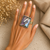 labradorite rectangle ring, sterling silver statement for women