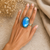 sterling silver Labradorite ring - large adjustable statement Ring for women size 9 adjustable