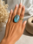 Sterling silver large  labradorite oval statement ring for women size 9 adjustable