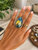 Oversized Labradorite ring sterling silver set- rainbow blue flash-large pear shape on sale