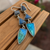 Irregular cut stones cascade earrings- blue flash gemstones set in silver for timeless elegance dangle statement by earth karma
