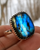 sterling silver square Labradorite ring for men women, adjustable statement ring
