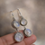 Double Moonstone cascading link earrings sterling silver for women by Earthkarmajewellery