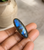 labradorite long oval ring, blue statement for women adjustable size